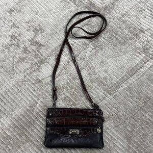 Brighton Brown and Black Croc-Embossed Crossbody Bag